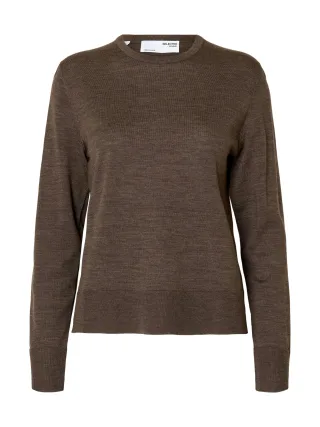 selected women - SLWTHEA LS KNIT MERINO O-NECK NOOS - Gr. - S