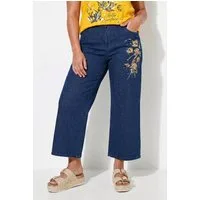 Angel of Style Regular-fit-Jeans Jeans-Culotte weites Bein Blumen-Motiv 5-Pocket