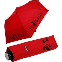 doppler® Taschenregenschirm Super-Mini Havanna Damen - Katzen, besonders leichter und kleiner Schirm, passt in jede Tasche