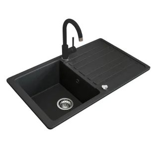 Bergstroem Granitspüle, Schwarz, Stein, Rechteckig, 76.5x19x46 cm, Küchen, Küchenausstattung, Küchenspülen