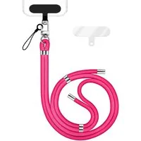 Nalia Handykette Universal Smartphone, Nylon Handyband / Karabiner Silber & 2 Pads / 35-75cm Tragelänge