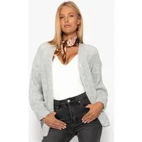 SASSYCLASSY Cardigan Oversize Strick Cardigan für Damen Flauschiger Cardigan mit offen fallendem Schnitt und Rippbündchen