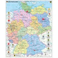 STIEFEL Poster Wandkarte Deutschland politisch mit Bundesländerwappen 97 x 119 cm
