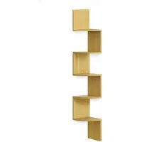 relaxdays Eckregal Wand 5 Etage, natur