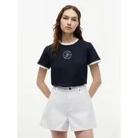 Tommy Hilfiger Kurzarmshirt TH ROUNDAL REG C-NK SS TEE mit kontrastfarbenen Bündchen