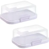 Engelland Butterdose Stapelbare Butter-/Käsedose, Kunststoff, (Vorteils-Set, 2-tlg., mit sicherem Klickverschluss), stapelbar, platzsparend, Ordnung im Kühlschrank, BPA-Frei, Mehrzweck