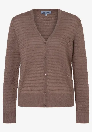 MORE & MORE - Cardigan mit Streifen-Struktur braun - Gr. - 42
