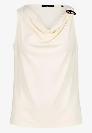 zero - Top mit Wasserfallkragen beige - Gr. - 36