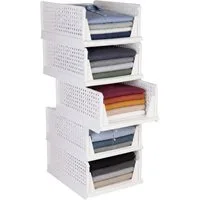 relaxdays Faltbox Kleiderschrank Organizer 5er Set, weiß