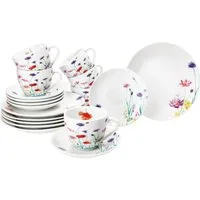 MamboCat Kaffeeservice 18tlg Kaffeeservice Marie Porzellan 6 Personen Blumen, Porzellan