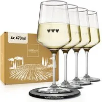 ElbFuchs Aperitifglas Midnight Affection mit schwarzen Herzen, 4-tlg., Borosilikatglas, 470 ml, Spülmaschinenfest