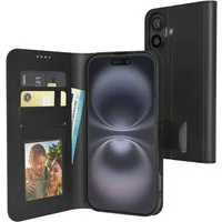 EAZY CASE Handyhülle Business Handytasche Kartenfächer für iPhone 16 6,1 Zoll, Schutzhülle mit Standfunktion zum Aufklappen aufstellbar Etui Schwarz
