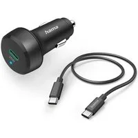 Hama Auto-Schnellladegerät mit Ladekabel USB-C, PD/QC, 25W, 1 m, Schwarz KFZ-Adapter USB-C zu USB-C, 150 cm