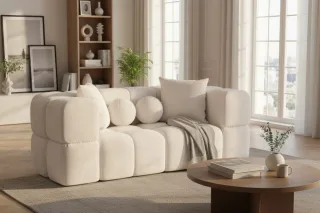 Sofa Designersofa VEGA 3-Sitzer in Stoff Egon Beige