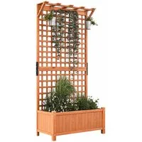 KOMFOTTEU Blumenkasten, Pflanzkasten mit Rankgitter, Ablauflöchern & Spalier