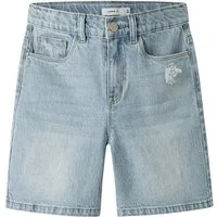Name It Jeansshorts NKFROSE HW LONG DNM SHORTS 1160-TK Baumwollmischung, Destroyed Effekt