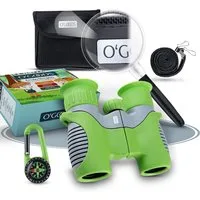 O'GOODS Fernglas für Kinder Kinderfernglas Lupe Kompass Tasche grün Kinderfernglas (strapazierfähig, Schutz durch Gummi)