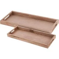 Spetebo Tablett Deko Holztablett natur 2er Set - 50 / 45 cm, Holz, (Set, 2-tlg., 2 x Tablett), Holz Kerzen Teller länglich