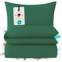 Carpe Sonno Bettwäsche Mako Satin 135 x 200 & 155 x 220 - Baumwolle Reißverschluss Einfarbig, Mako-Satin, 2 teilig, OEKO-TEX Premium Bettbezug 155x220 2 teilig - Grün Uni