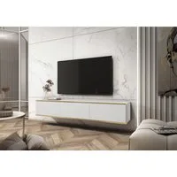 MOEBLO TV-Board Dayn RTV 175 (Hängendes Lowboard im Glamour-Stil, TV-Schrank mit Push-to-Open & goldenen Akzenten, Fernsehtisch aus MDF, RTV-Schrank mit goldenen Einsätzen Hängend), (HxBxT):30x175x32cm