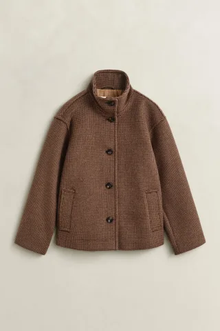 GANT - Karierte Jacke aus Wollmischung DEEP BROWN - Gr. - XS