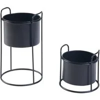 en.casa Blumenständer (2 St), »Orsa« 2er Set Metall Schwarz