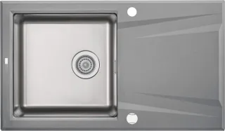 Neuesbad Granit-Edelstahlspüle 860x500x220, Grau Metallic, mit SPACE SAVER NB1DEZSRS1131