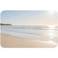 OnlyWow Badematte Meer - Sonne - Sand, Höhe 10 mm, Polyester, Rechteckig, Badezimmerteppich, Badteppich, Rutschfest, Badvorleger, Waschbar