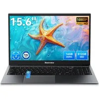 blackview 15,6 Zoll FHD Display Laptop, Windows 11, 16 GB RAM 512 GB SSD Notebook (Intel N97 Core N97, 16 GB, 512 GB SSD, Windows 11, Fingerabdruckerkennung, Face Unlock, WLAN 5G)