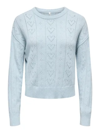 ONLY - ONLISA LIFE LS STRUCT BOXY ONECK CS KNT Winter Sky - Gr. - XS