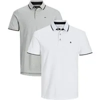 Jack & Jones Poloshirt 2er Pack Paulos - Slim Fit (Spar-Set, 2-tlg) Poloshirt - Baumwolle - Atmungsaktiv - Mit kleinem Markenlogo