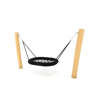 Professionelle Spielplatz-Nestschaukel PRO Thrive - Robuste Robinienholz Pfosten 18cm Ø - Öffentliches Schaukelgerät für Kindergärten - Wickey