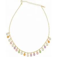 RAIKOU Collier Goldfarben mit bunten Zirkonia Tropfen, Elegante Choker Kette, oxidationshemmenden Schmuckbox