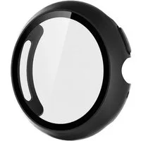 Wigento Smartwatch-Hülle Für Google Pixel Watch 4 45mm Kunststoff Hülle + 9H Hart Glas Schwarz, Schutzhülle aus PC + Hart Glas für Rundumschutz