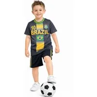 Fashion Boy Fußballtrikot Fussball Fan Set Brasilien, Brazil, Trikot + Shorts, JS293e (Set, T-Shirt + Shorts)