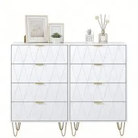 UEV Kommode modern Sideboard schmal Mehrzweckschrank für Kleidung Dokumente (Packung, Kommode mit 4 Schubladen 2er set, 120 x 34 x 91 cm), Schmal Beistellschrank für Wohnzimmer Schlafzimmer Flur