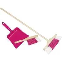 goki Kinder-Besen Kinder-Kehrset 3-tlg., Kehrschaufel, Handfeger und Besen rosa, (Set, 3-tlg., 1), Made in Germany