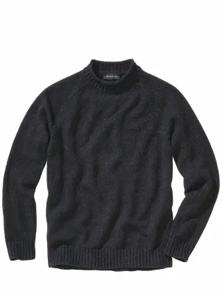 Mey & Edlich Herren Nachthimmel-Mockneck Schwarz 62 % Wolle, 28 % Polyamid, 10 % Seide