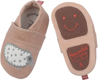 Anna und Paul Leder-Krabbelschuh Schaf puderrosa mit Gummisohle