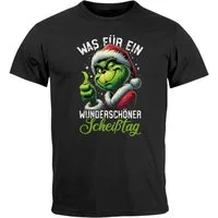 MoonWorks Print-Shirt Herren T-Shirt Weihnachten Grinch Was für ein Scheißtag Spruch lustig mit Print