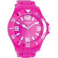 OOZOO Quarzuhr Oozoo Unisex Armbanduhr Vintage Series, (Analoguhr), Damen, Herrenuhr rund, extra groß (ca. 48mm) Silikonarmband pink
