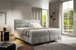 Boxspringbett Schlafzimmerbett SOPHIE 140x200cm Stoff Salvador Silbergrau
