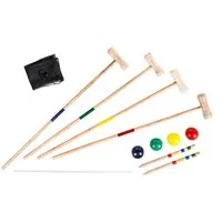 Spetebo Spiel Crocket Spiel aus Holz für 4 Spieler - Erwachsene, Geschicklichkeitsspiel, Krocketspiel Komplettset Outdoor Garten Spiel