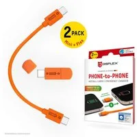 Displex Phone-to-Phone Notfall-Lader USB-Kabel, USB-C, (15 cm), 1x Mini Notfall-Lader (3,5cm) 1x Flex Notfall-Ladekabel (15cm)