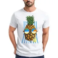 Neverless Print-Shirt Herren T-Shirt chilling Ananas Pinapple Sommer Fasion Beach mit Print