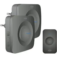 Elro Türklingel-Set, 2 Empfänger, 52 Klingeltöne, (3-tlg), Funkklingel mit Batterie Klingelanlage mit 2 Türgongs für Schwerhörige