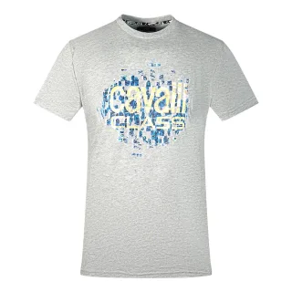 Cavalli Class Gradien Skalen Design Logo Graues T-Shirt
