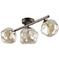 Licht-Erlebnisse Deckenstrahler UMERA, ohne Leuchtmittel, Metall Rauchglas G9 verstellbar Braun Cognac 3-flammig länglich
