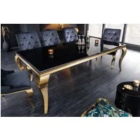 riess-ambiente Esstisch MODERN BAROCK 200cm schwarz / gold (Einzelartikel, 1-St), Küche · Opalglas · Edelstahl · eckig