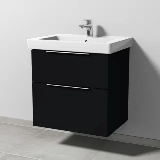 Sanipa 3way Waschtischunterbau zu Villeroy & Boch Subway 2.0 Waschtisch mit 2 Auszügen, Schwarz-Matt UF61308